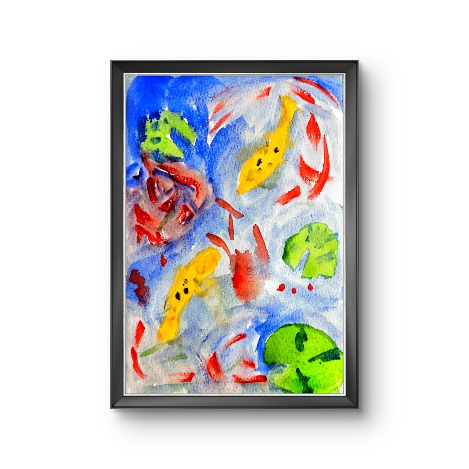 Koi Pond Contemporary Pop Art Acrylic Painting Signed