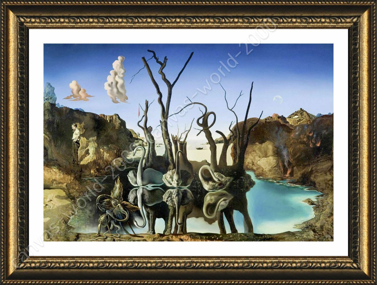 Swans Reflecting Elephants by Salvador Dali | Framed canvas | Wall art HD