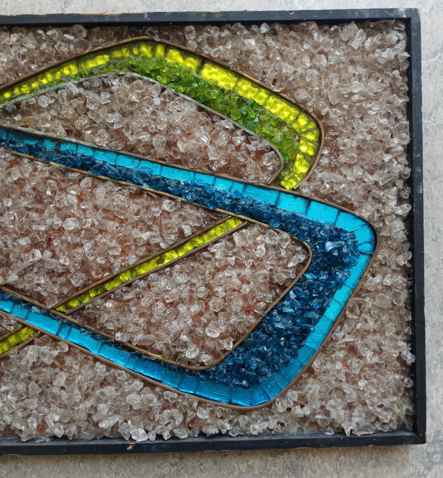 Mosaic Picture Glass Art Abstract Composition Mid Century American
