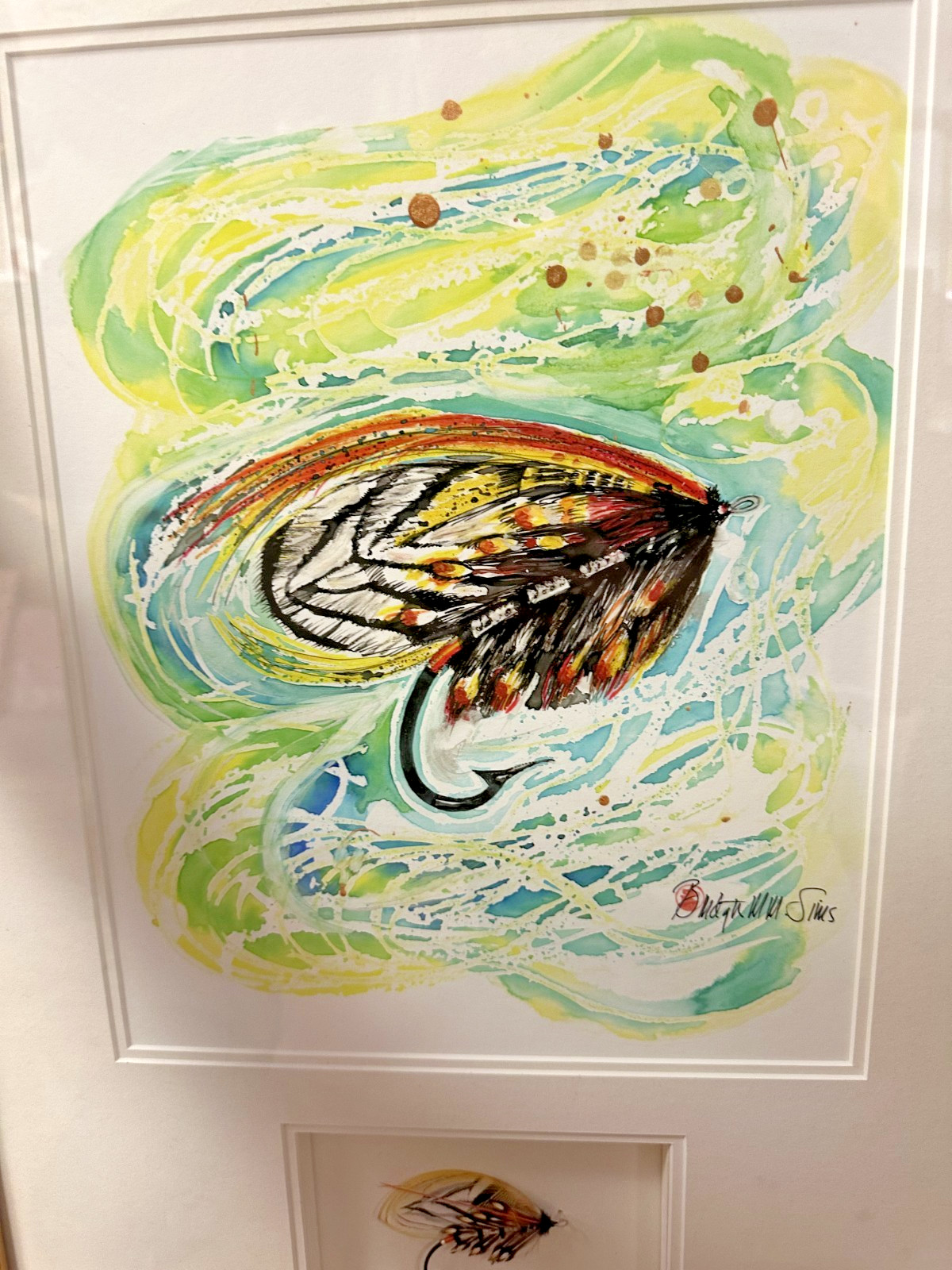 BEAUTIFUL Fly Fishing painting salmon fly Quality sporting tackle print LURE