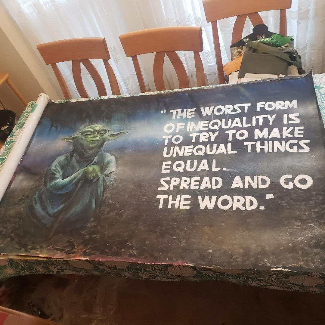 STAR WARS YODA WISDOM TEACHINGS – HUGE ACRYLIC PAINTING ON CANVAS 3FT X 5FT
