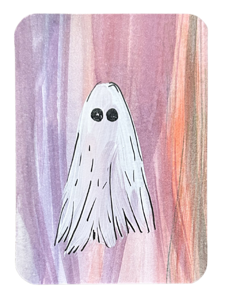 ACEO Original Art Ghost Cute Painting OOAK by Kazzerit