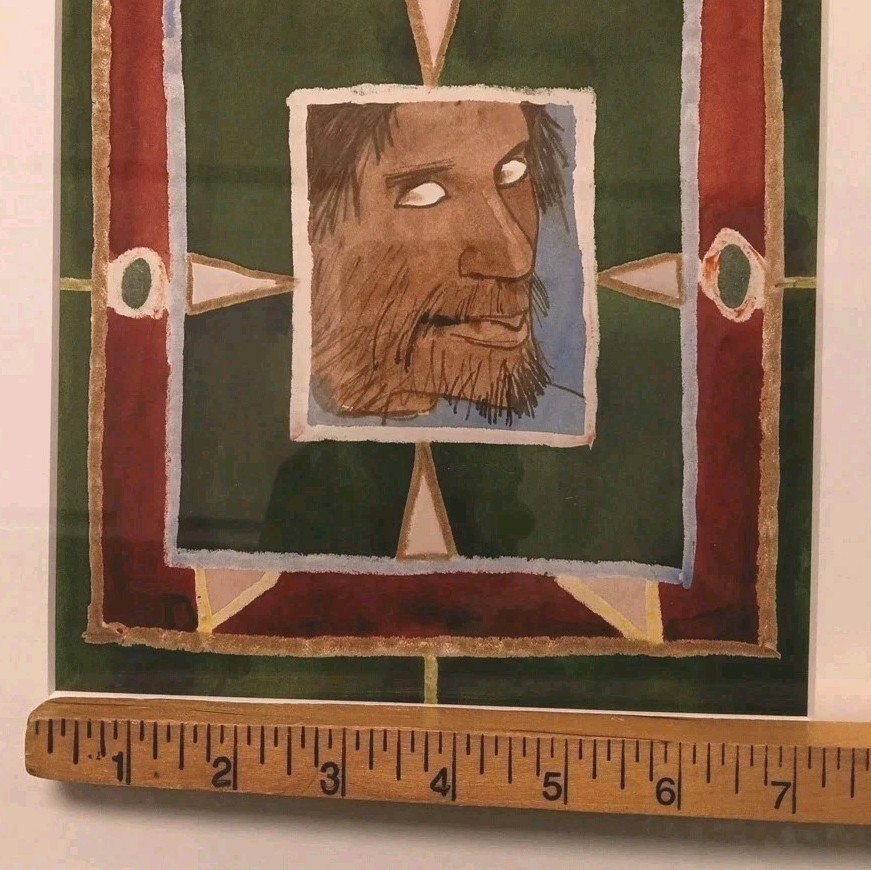 Original 1984 Expressionistic Abstract Portraiture Water Color Painting