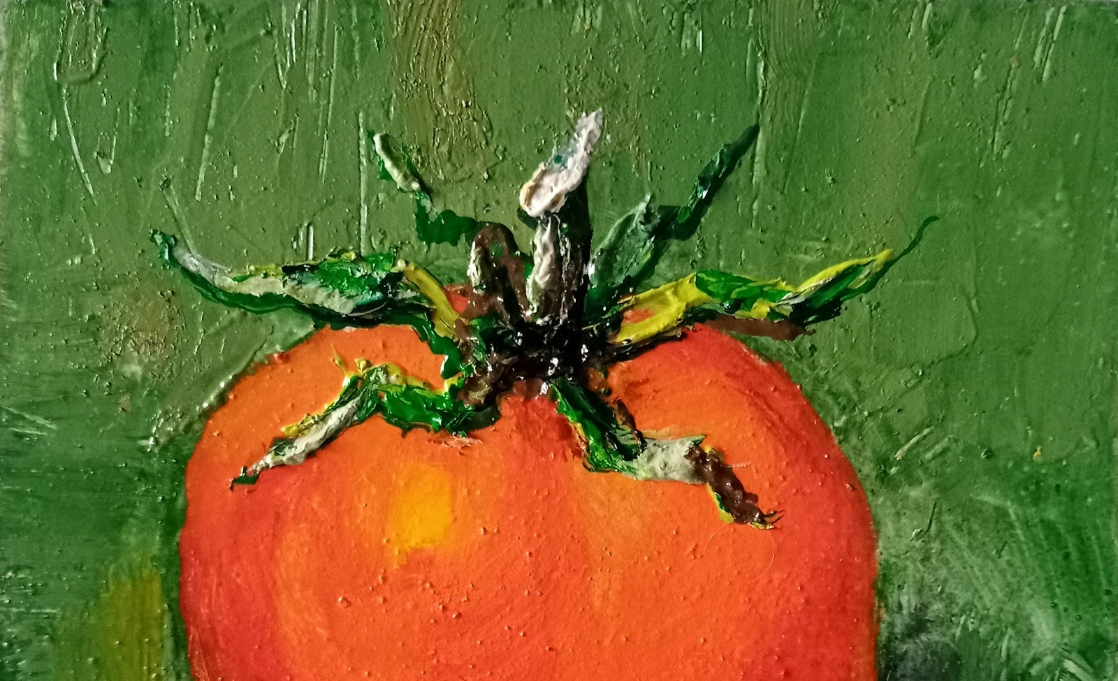 Tomato Impasto Painting Original Art Impression Oil Painting 6 x 6 in