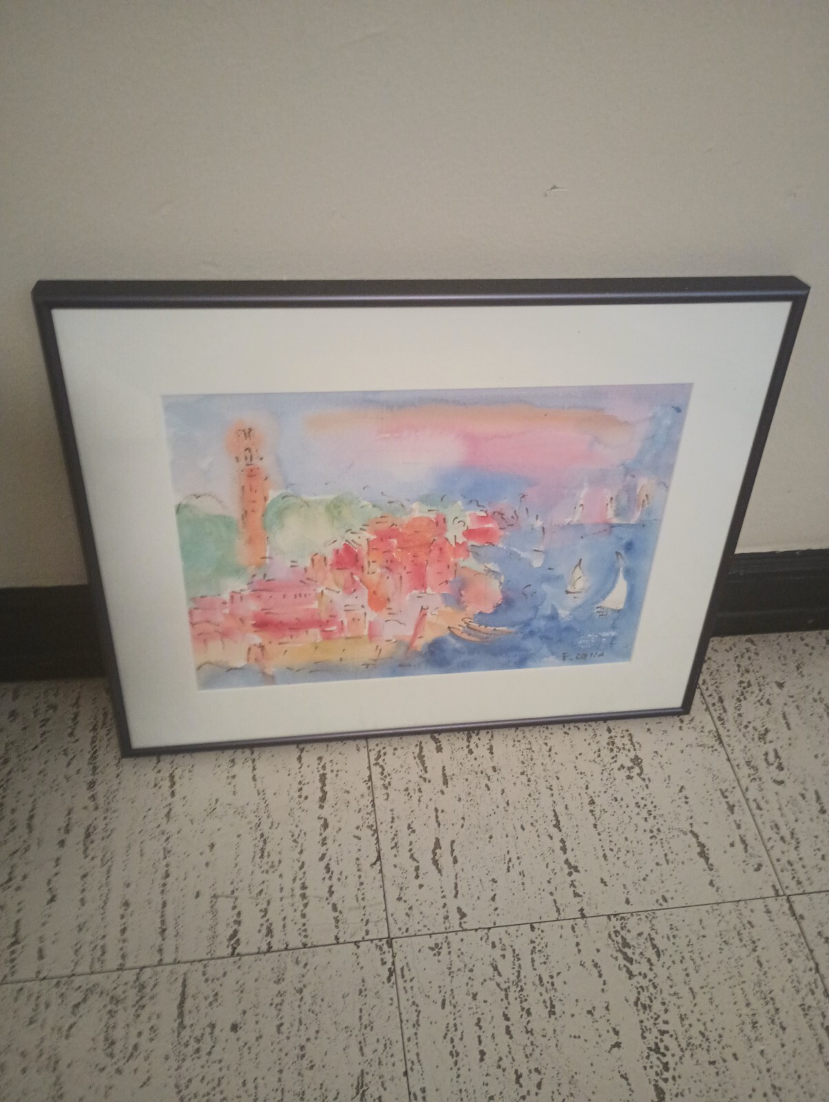 Signed F D’elia Nautical Watercolor Painting International Sale