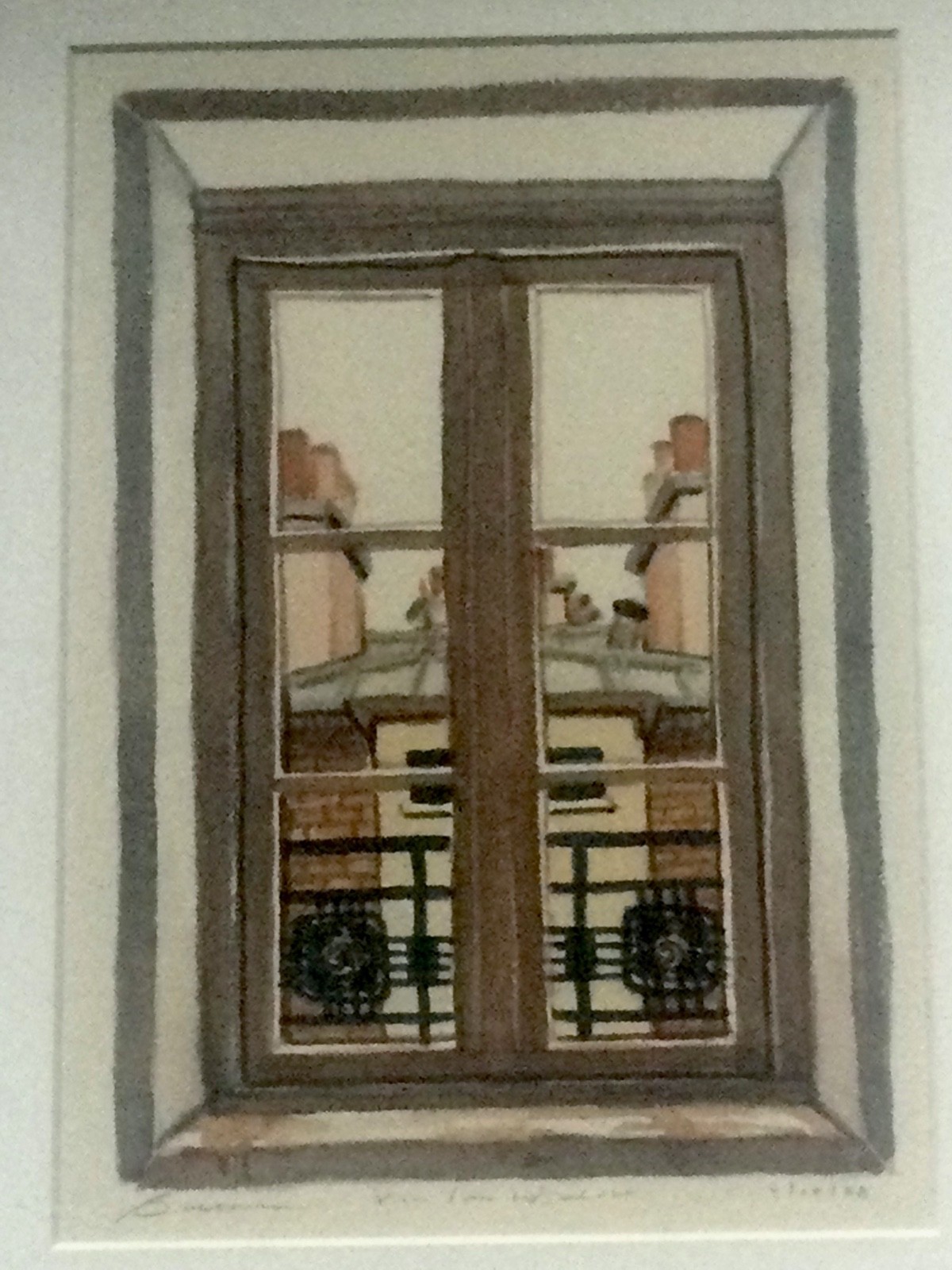 Signed & Dated 1978 «View From Window» New York City Rooftops Original Painting