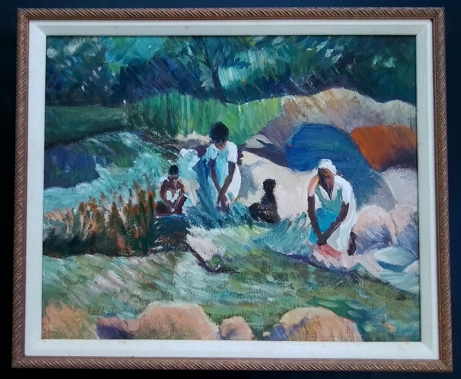 VINTAGE IMPRESSIONISM PAINTING~FIELD WORKERS~SIGNED HOCHSTEIN-LOOK !