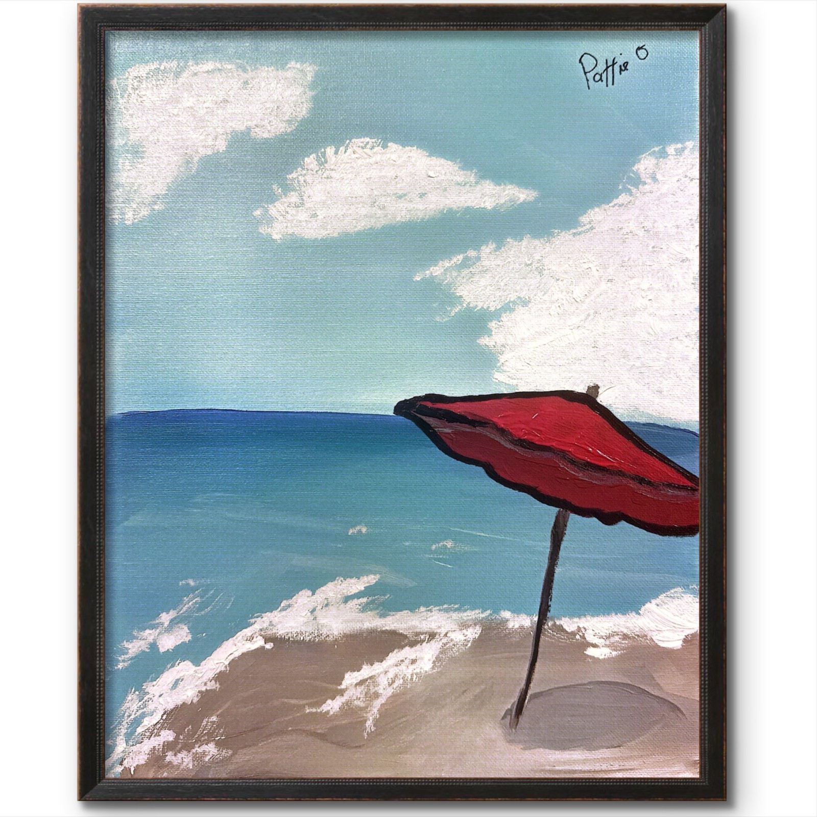 Monrning Beach Escape 14×11 Minimal Coastal Art Painting Canvas Signed Original