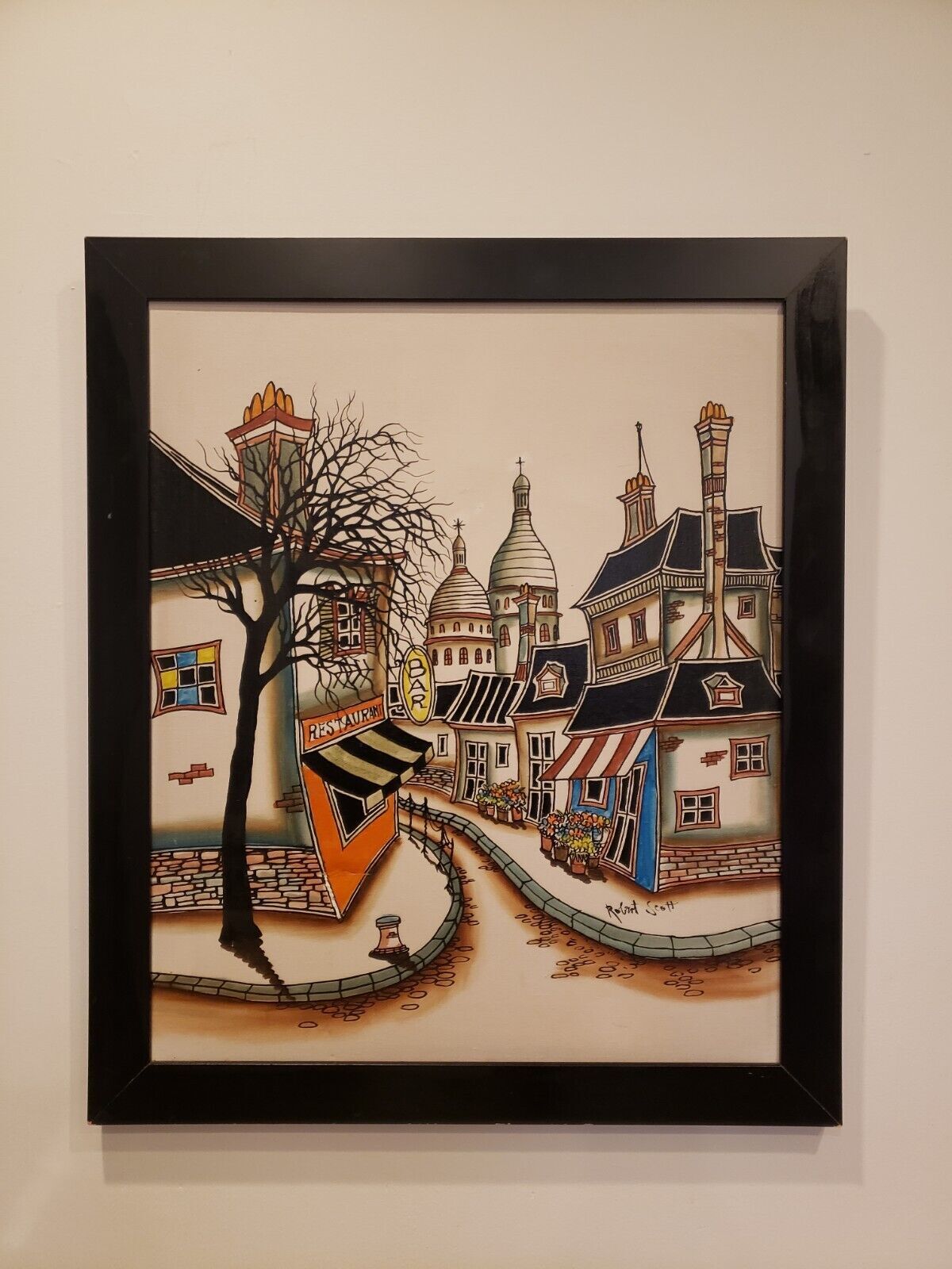 Robert Scott Oil Painting Framed Paris Parisian French Street Scene