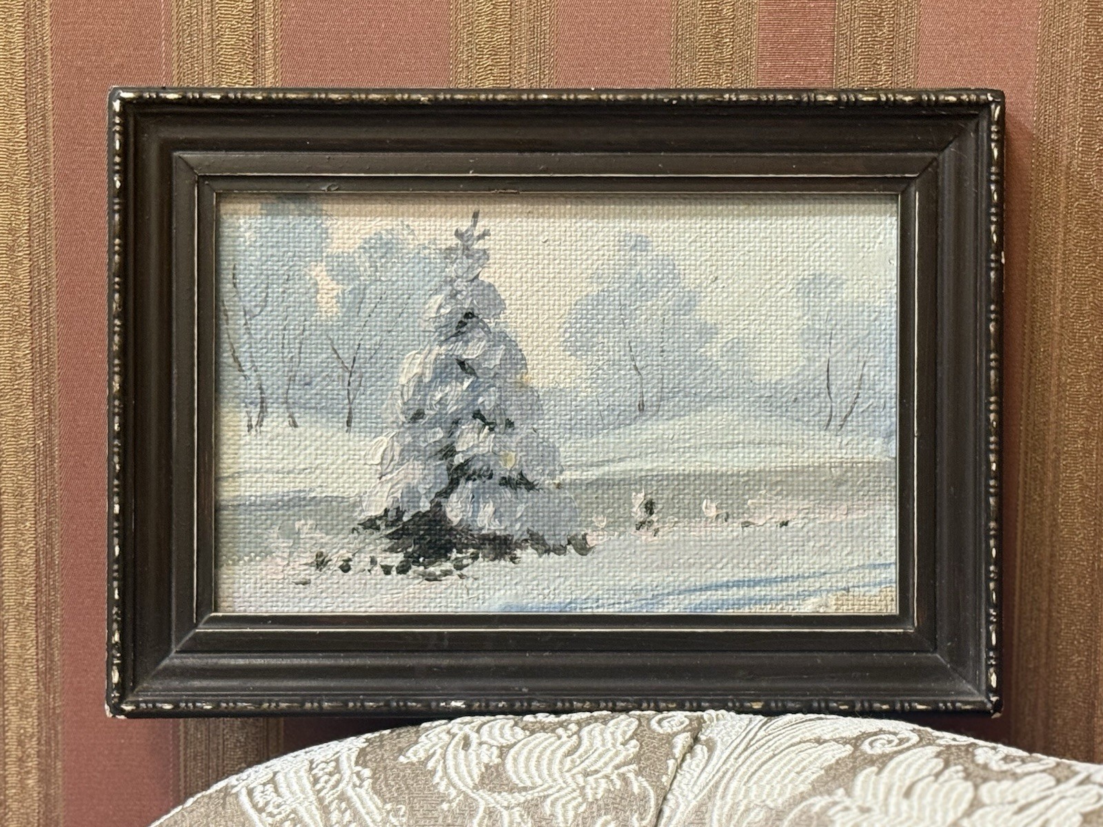 Original Vintage Oil Painting «Winter Silence» 1989 by Faerovich – Signed