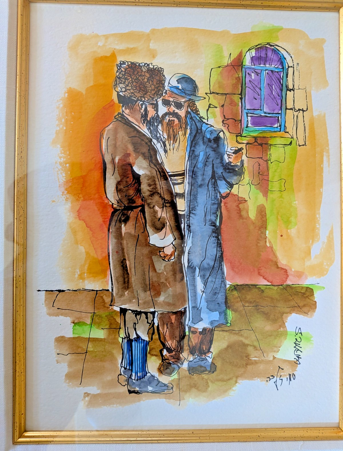 Sami Zilkha Matchmaker Limited Edition Monotype Watercolor Jewish art COA