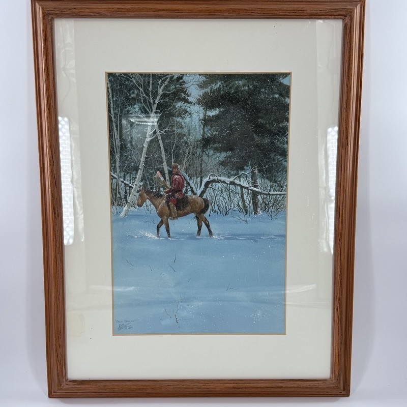 Ron Stewart «Cold Tracks» Signed Framed Matted Original Painting 1975 Winter