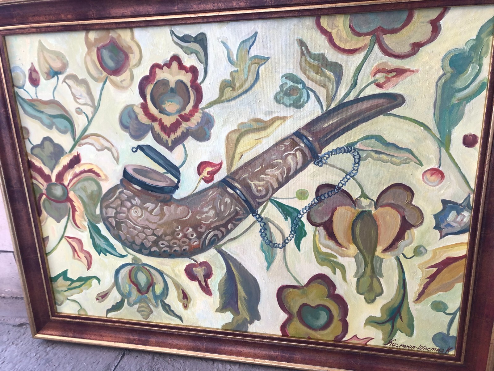 Painting by Ukrainian «Cossack smoking pipe» original painting on canvas