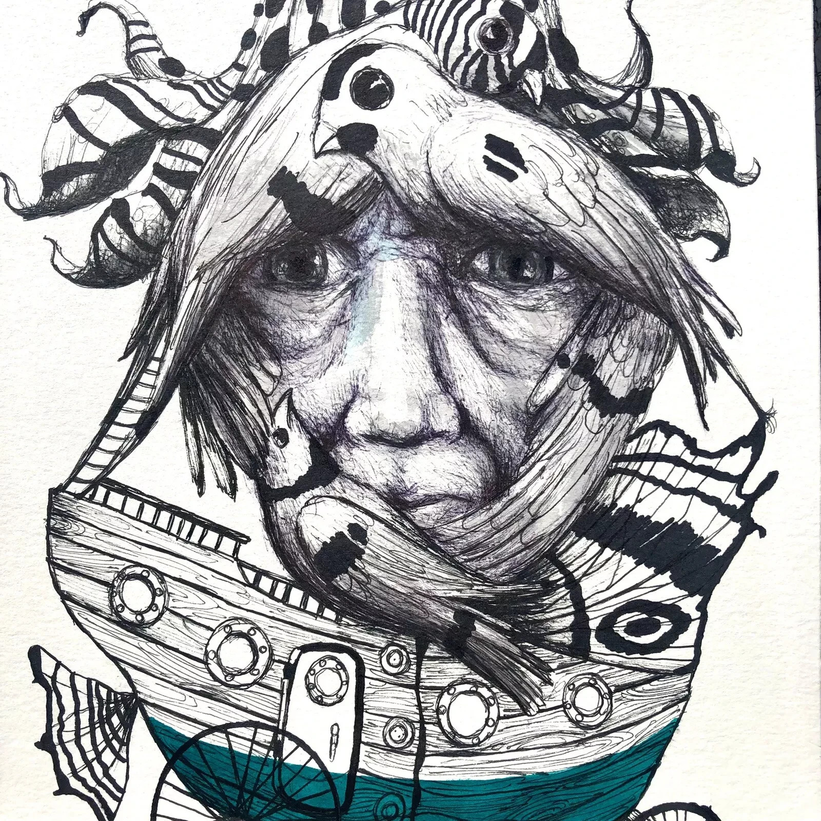 ALAIN DONATE HERNANDEZ ORIGINAL MIXED MEDIA ACRYLIC,INK ON CARDBOARD 8″X 11″