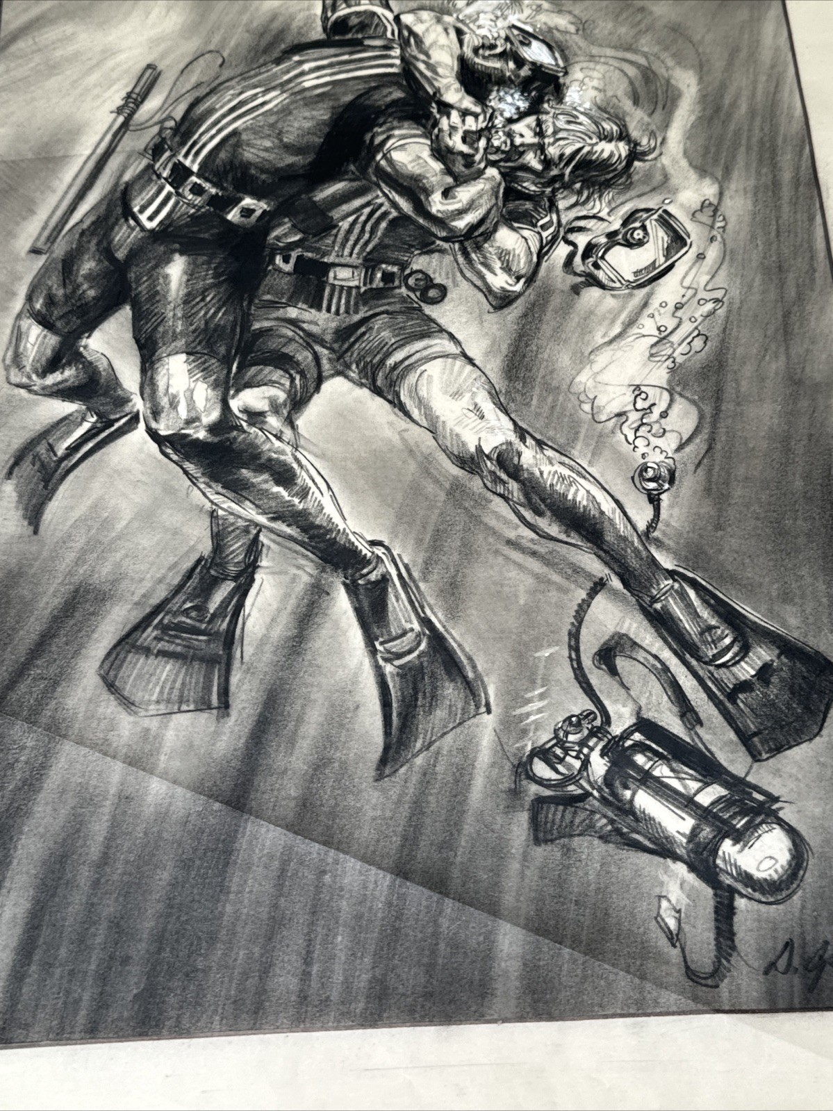 DAN GOOZEE DRAWING PAINTING STUDY ILLUSTRATION FAMOUS SCUBA DIVERS UNDER THE SEA