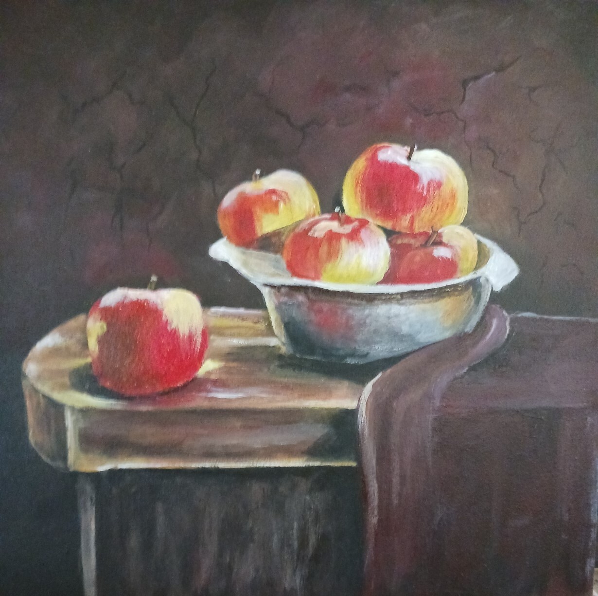 Apples Still Live original acrylic painting on canvas 11×14 on gessoboard