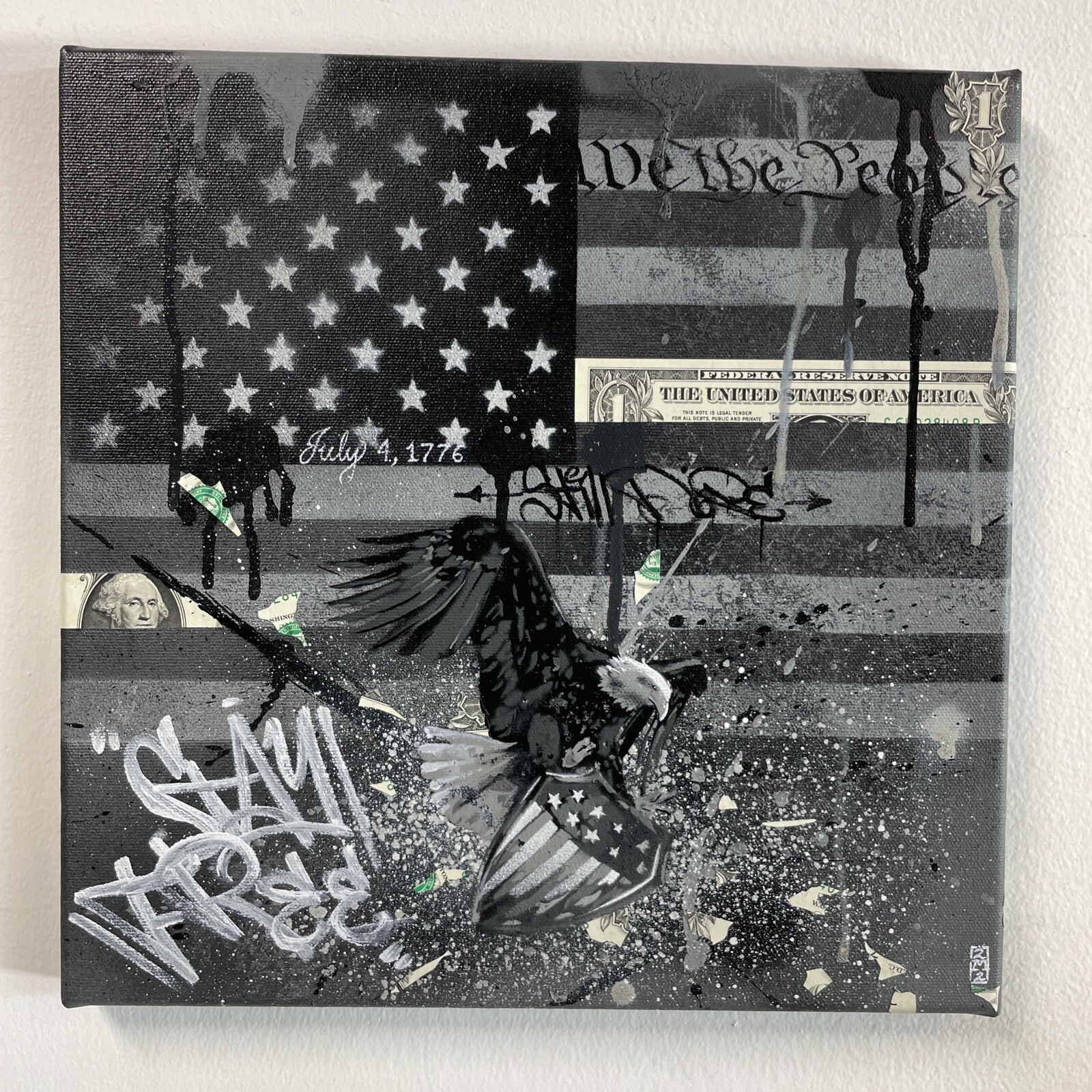 American Flag Patriot Chaos Original Painting Graffiti Art Street Art