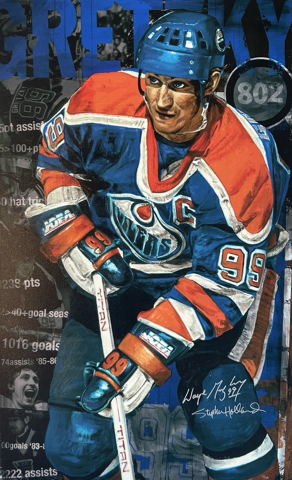 Wayne Gretzky Oilers Stephen Holland SIGNED Giclée