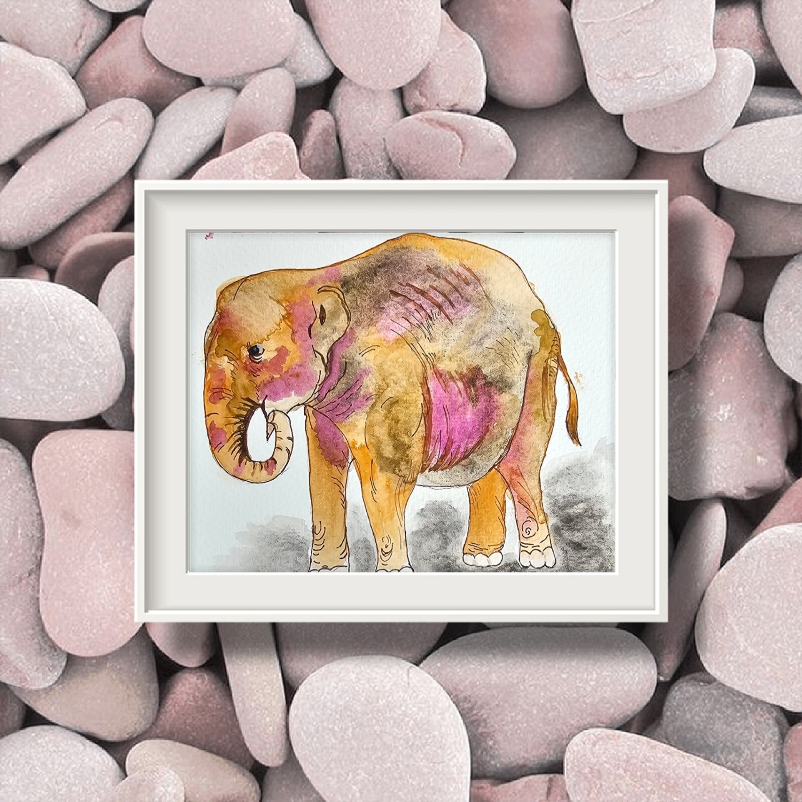 African Elephant Watercolor Painting Original Art of Majestic Wild Animals