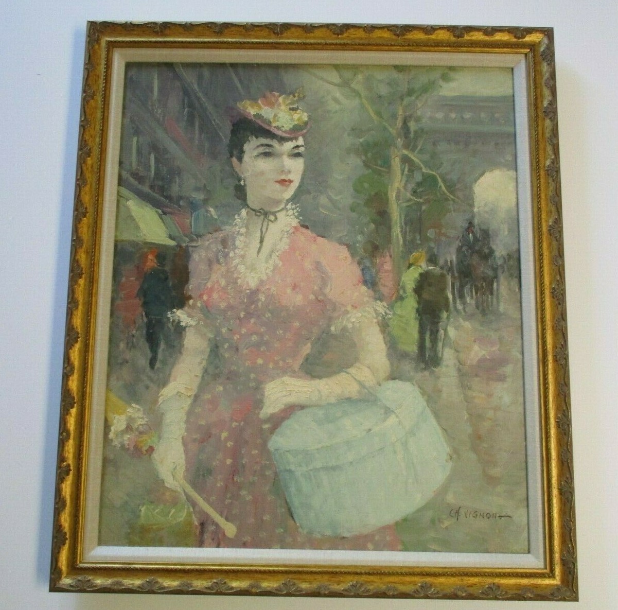VINTAGE OIL PAINTING PRETTY WOMAN FEMALE MODEL SCHOOL OF PARIS FRENCH LISTED