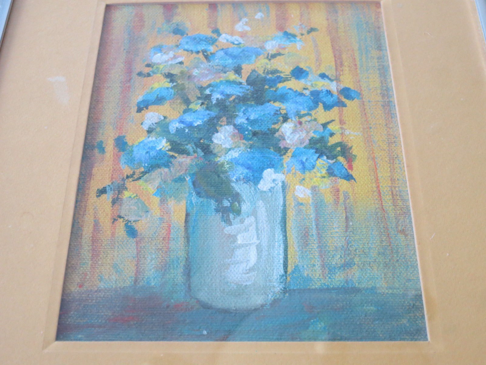 Small Acrylic Flowers in Vase Painting on Canvas Board