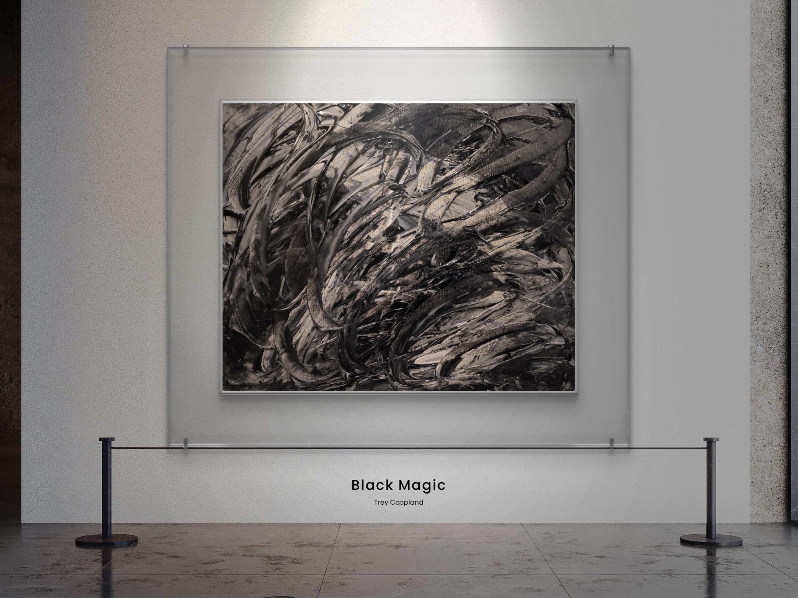 Trey Coppland, Black Magic Abstract Acrylic Painting, 24+30 in, 2026, Signed