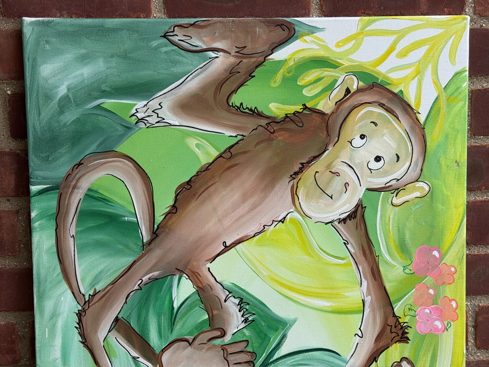 JUNGLE MONKEY ORIGINAL PAINTING SCHOOL NURSERY DAYCARE KINDERGARTEN KIDS ROOM 2