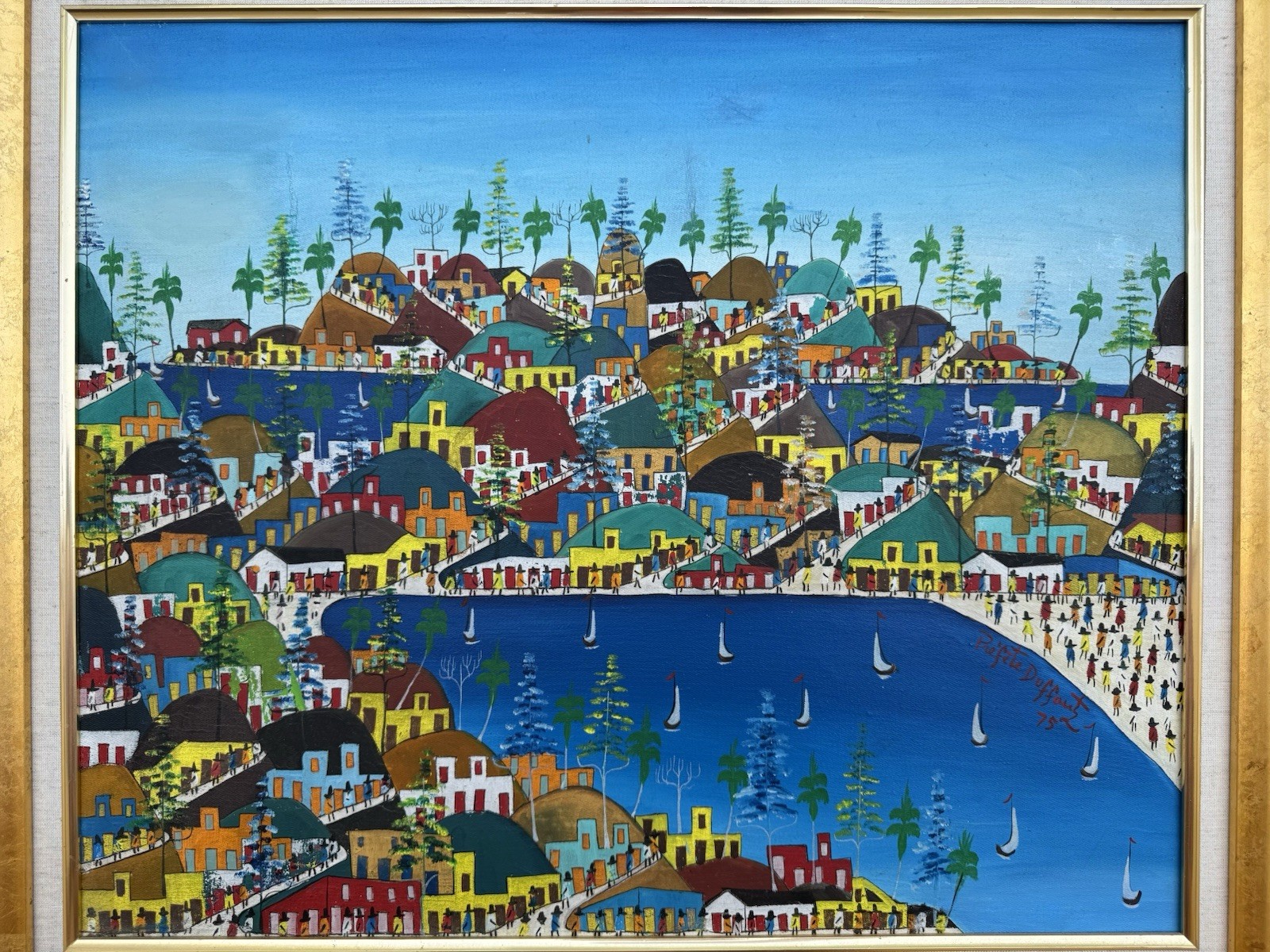 20×24 Haitian Haiti Art Painting by Prefete Duffaut (year 1975)