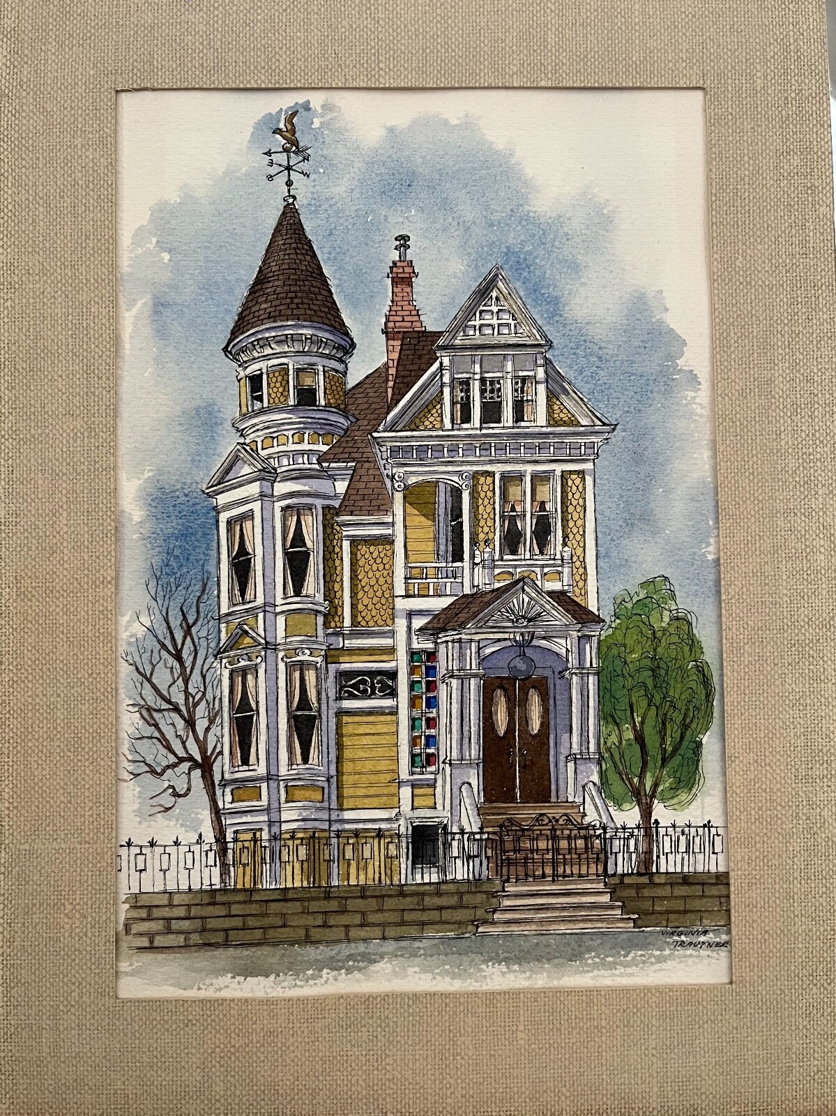 VIRGINIA TRAUTNER, San Francisco «Victorian House» California Listed Artist.