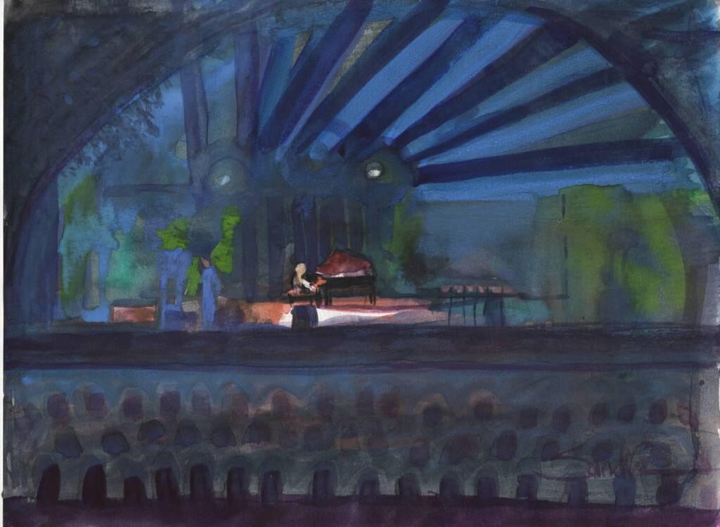 Music in Ojai : Sandra Watercolors™ California : ORIGINAL PAINTING