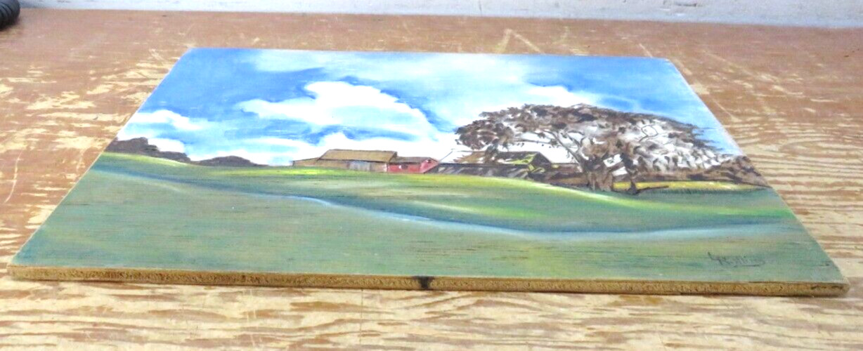 Vintage Rollins Wood Burning/Carving/Painting Farm 11.75″ x 10″ x .25″