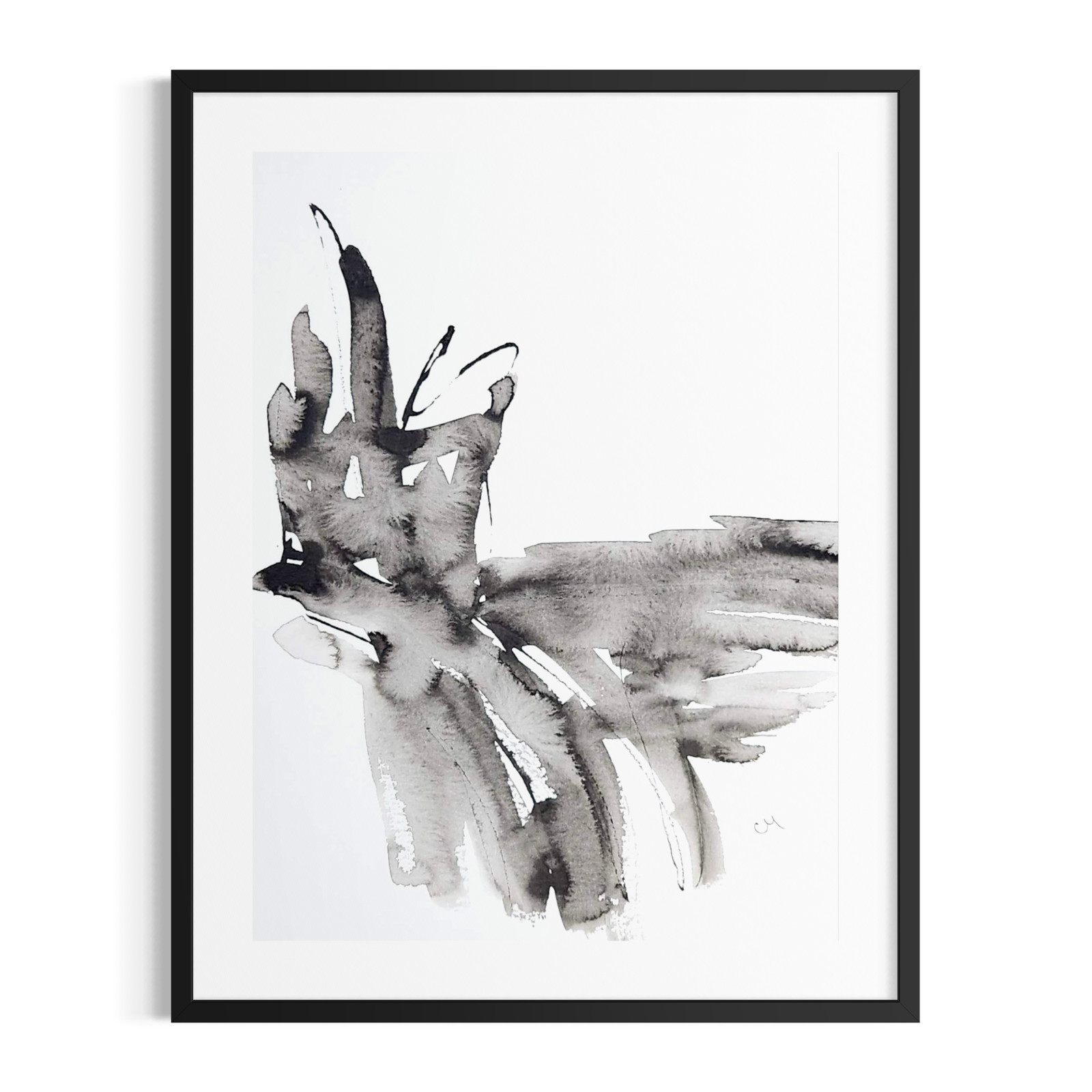 Original Abstract 9×12 Black White Landscape Canvas Wall Art Minimalist Signed