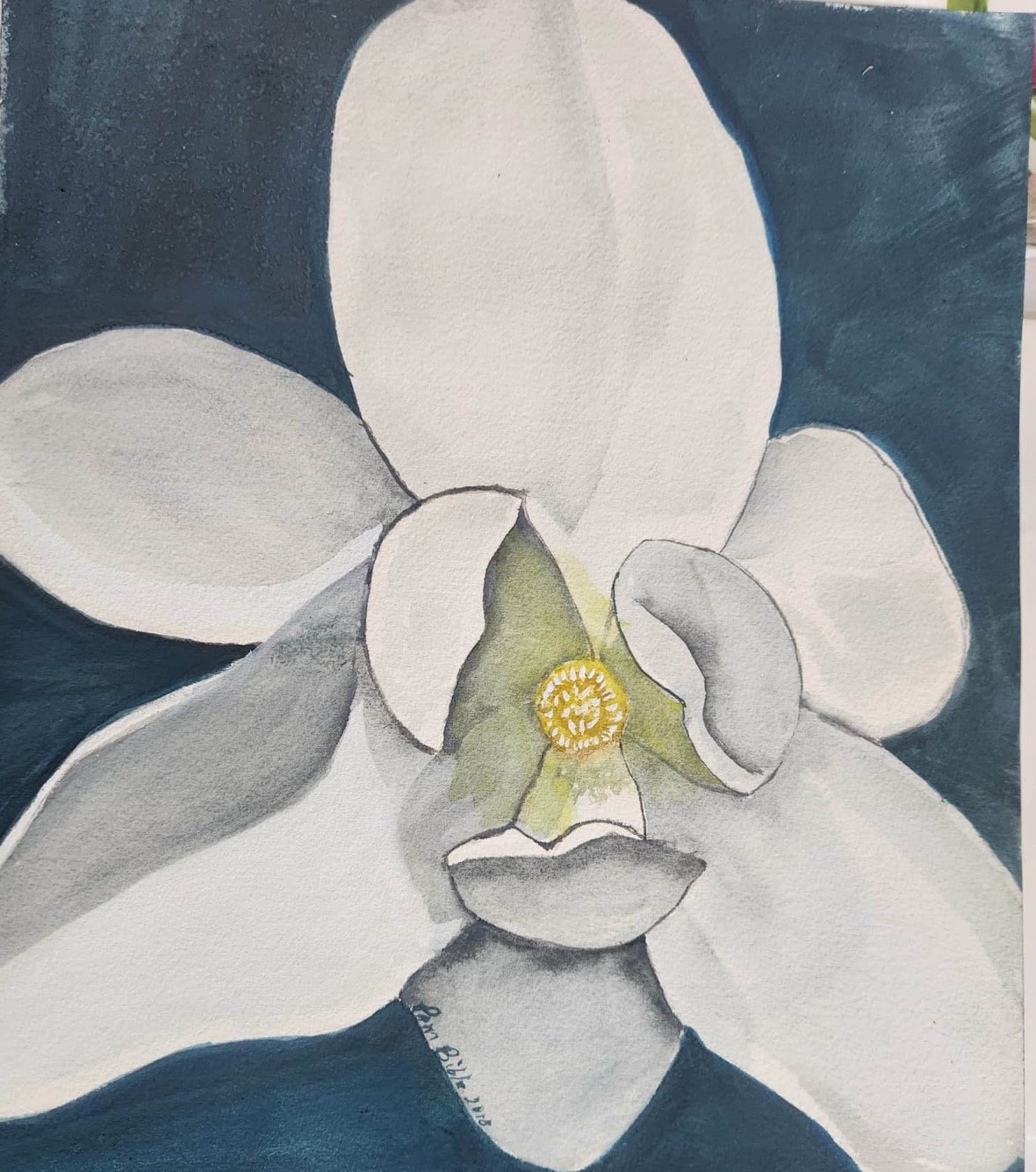 Pam Bible Modern Mississippi Magnolia Unique Bold Art Acrylic 14X11 Paper