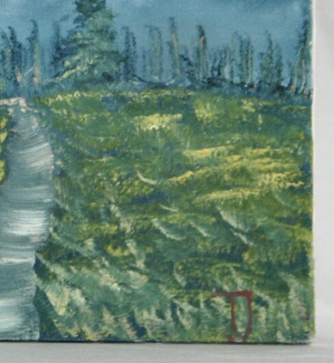 Hiking Trail Meadow Snow Capped Mountain Original Acrylic Oil Painting on Canvas