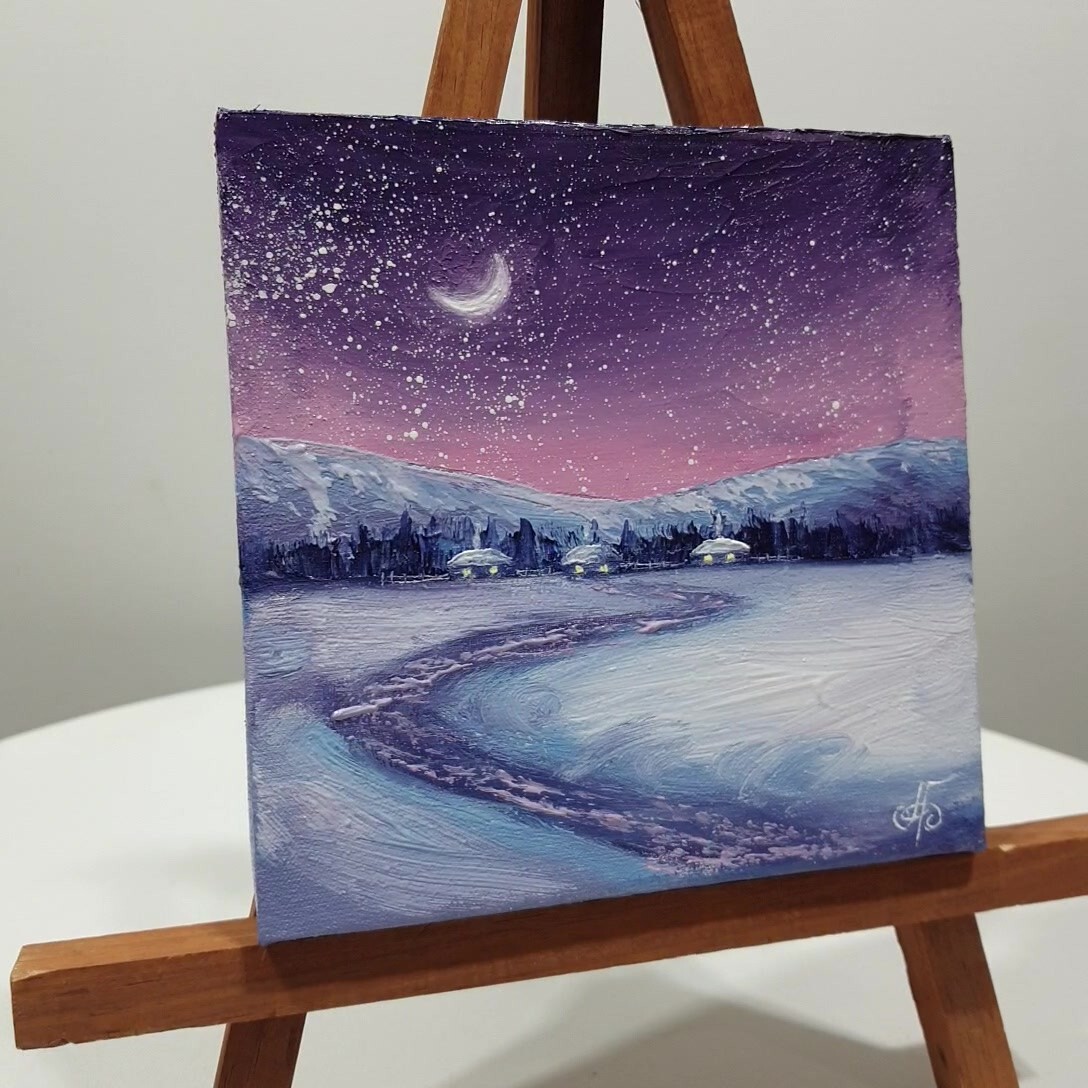 Ukraine Artist Original Winter Landscape Painting Wall Art Decor Gift Signed