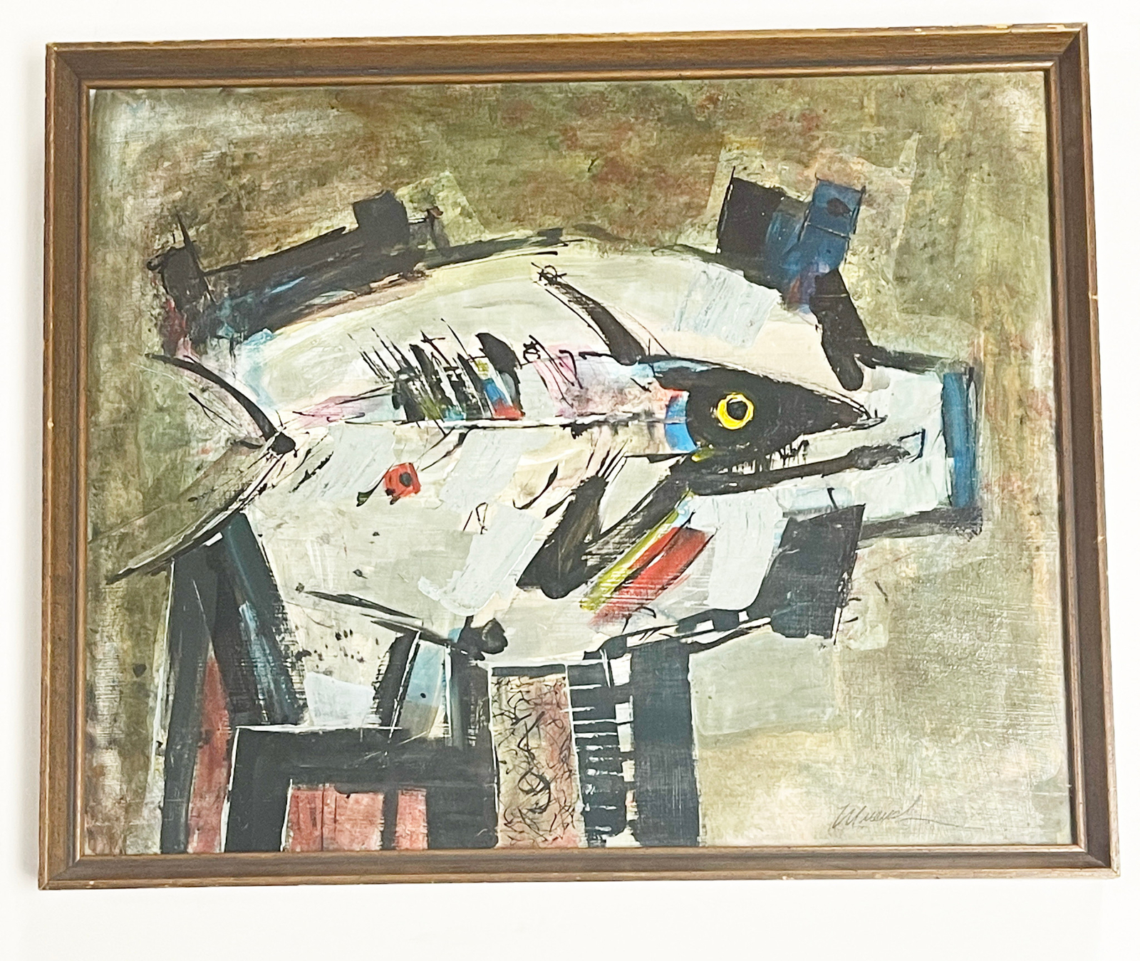 Orignial John D Muench Oil on Masonite Fish Framed Painting ~ Free Shipping