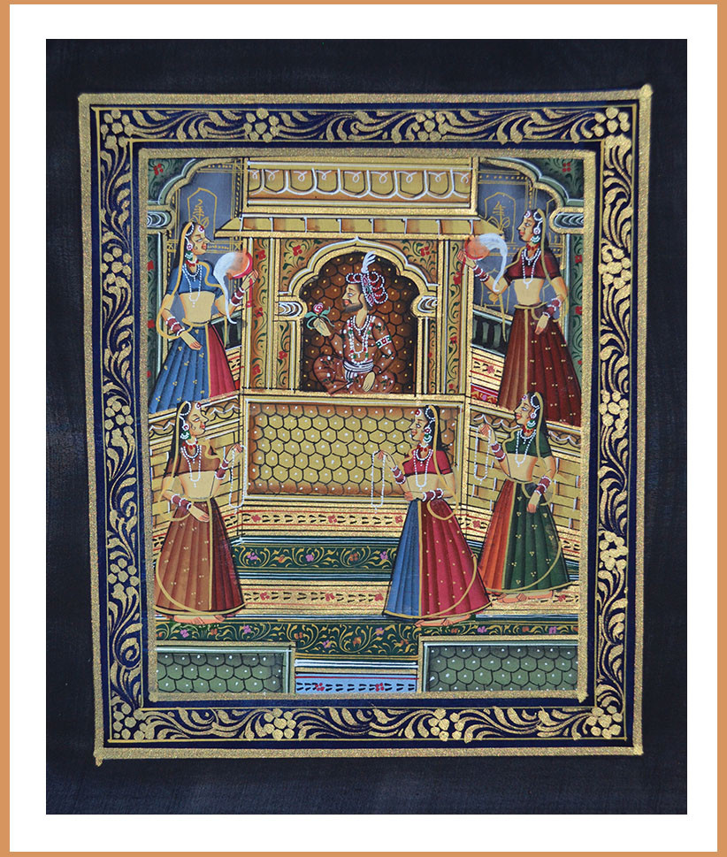 Original Moghul King and Queen Miniature Painting Natural Colors from India!