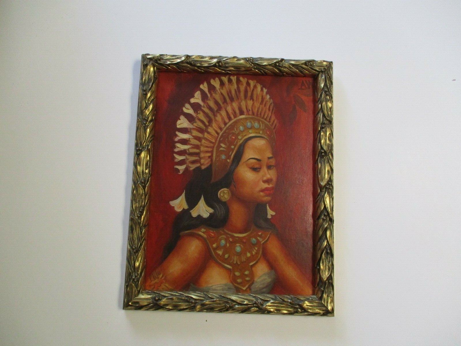 ALAN H WOODS VINTAGE OIL PAINTING 1960’S PRETTY ASIAN WOMAN GIRL PORTRAIT