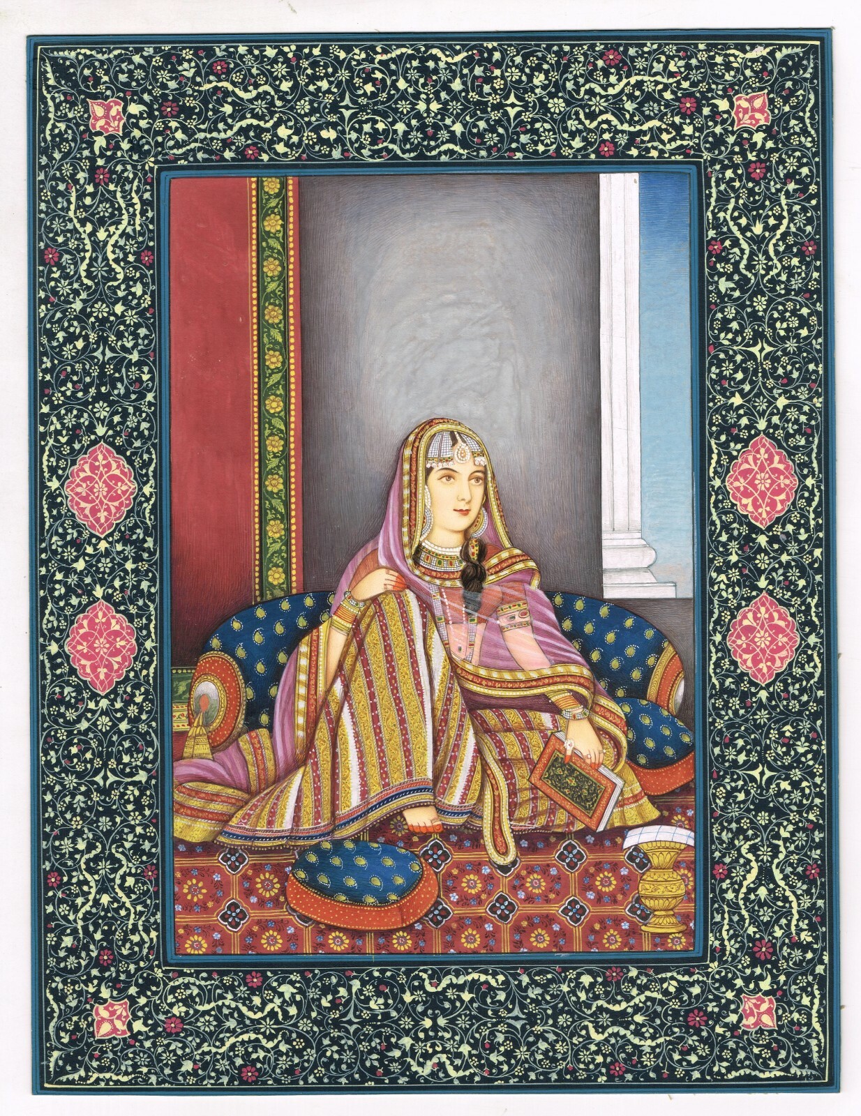 Miniature Portrait Of Empress Jodha Bai, Mughal School Painting 9.5×12 Inches