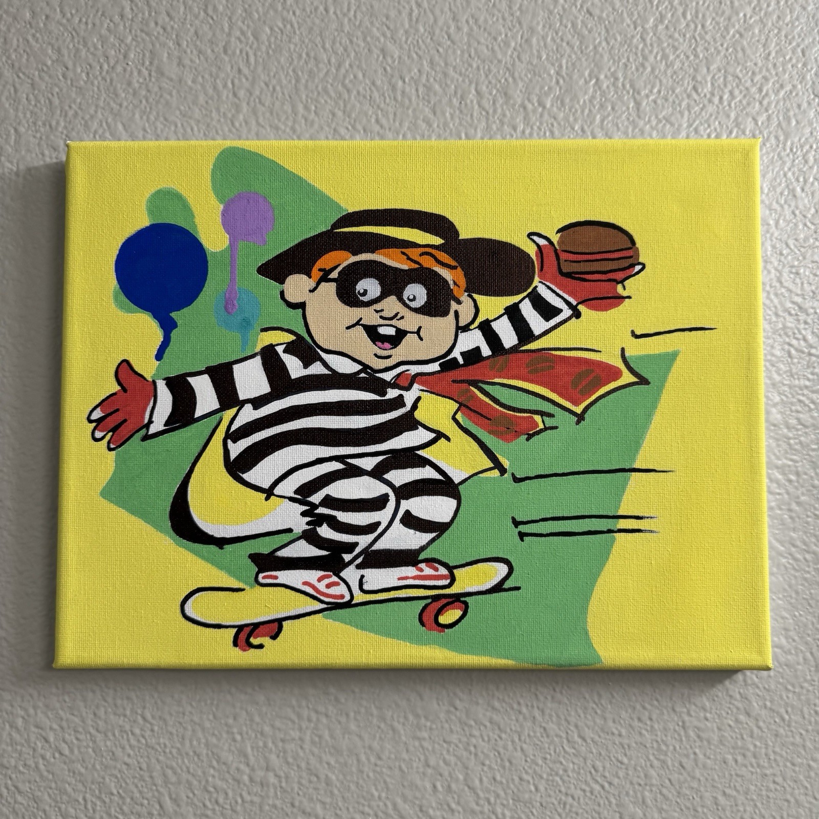 Original McDonalds Skateboard Hamburglar Canvas Art Piece Wall 1/1 Hand Made