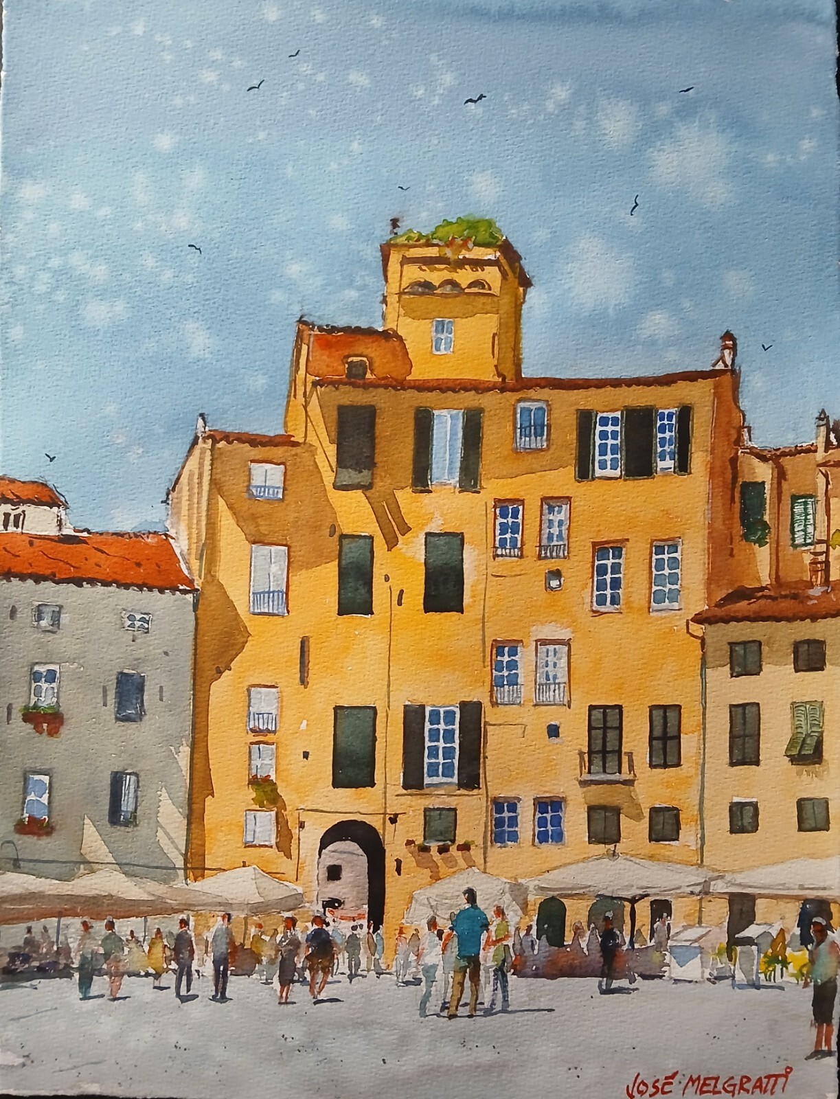 Watercolor Original Painting Tuscany, Italy 12″ x 16″ NOT A PRINT