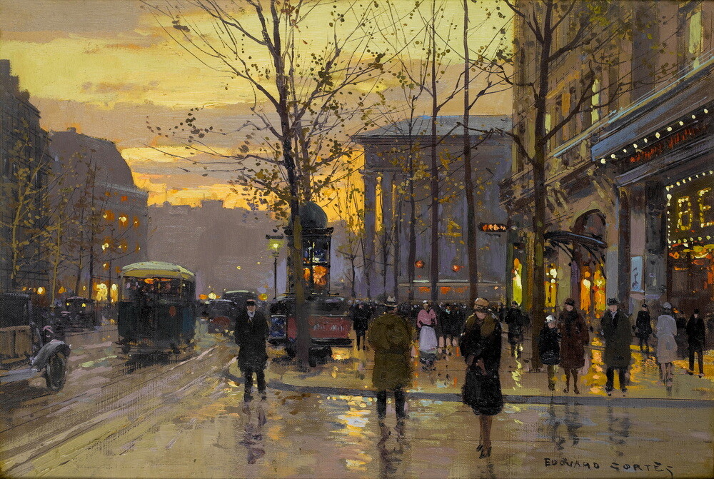 Paris Street by Edouard Cortes Oil painting Wall art Printed on canvas P2150