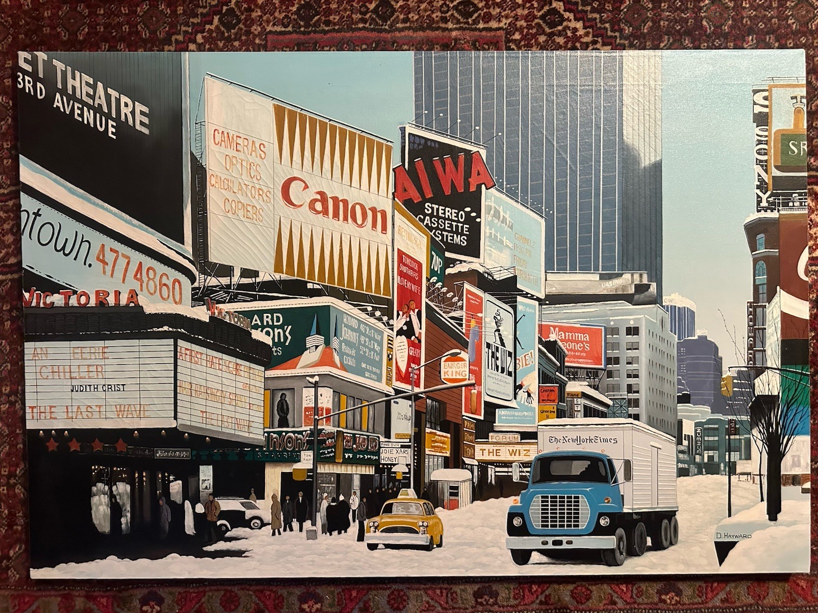 Original 1977 “TIMES SQUARE” NYC Oil/ Canvas Painting LISTED ARTIST D. Hayward