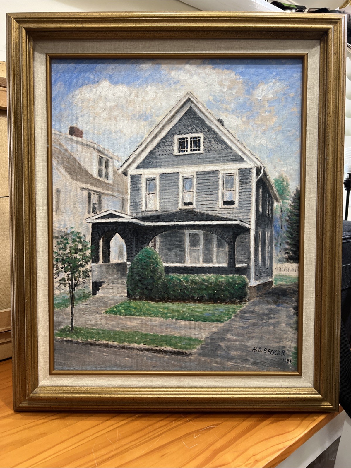 H D Becker American Signed Original Oil Painting Impressionism Landscape Art COA