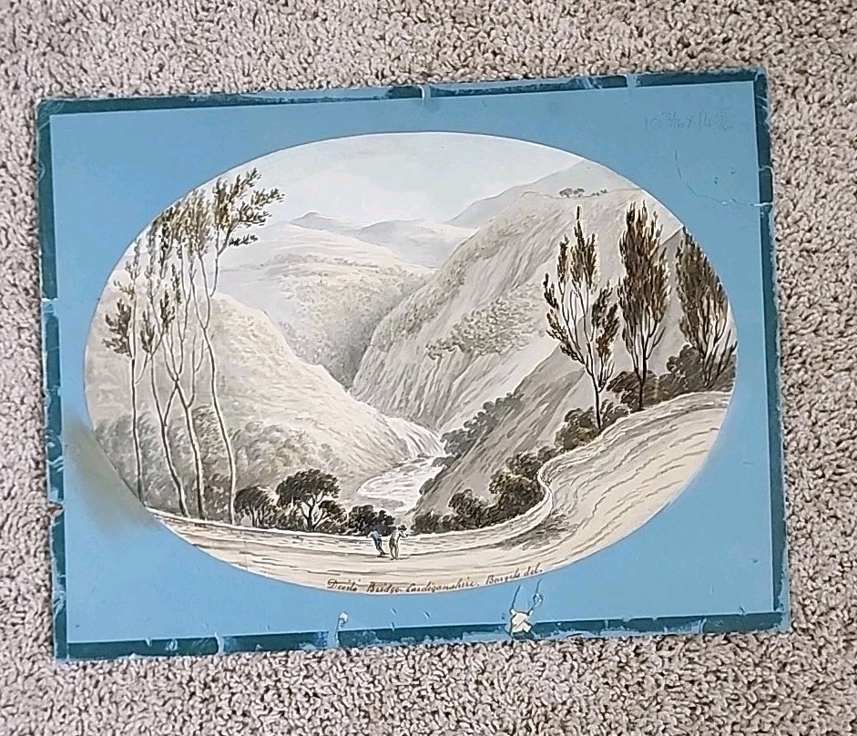 Original Watercolor By Thomas Burgess (1784-1807) British. Cardiganshire Wales