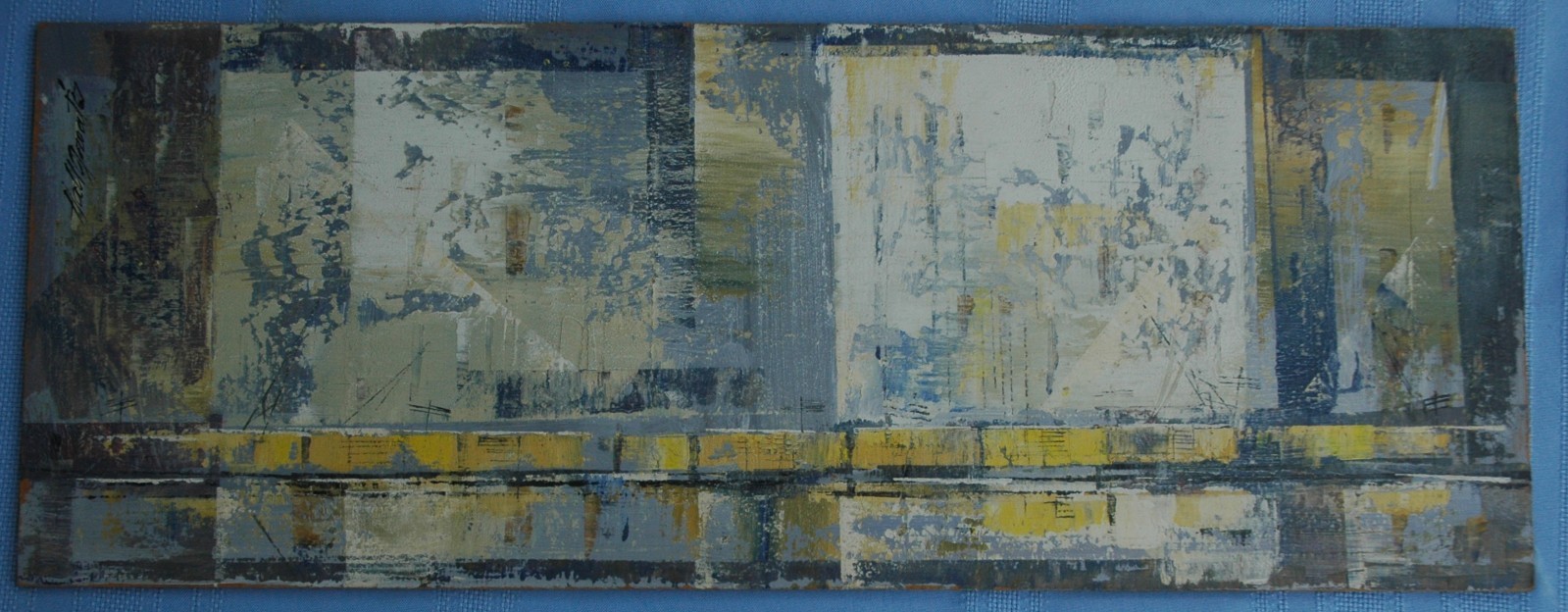 Mid Century Oil on Masonite «Golden River Run» by NY Listed Artist Hall Groat