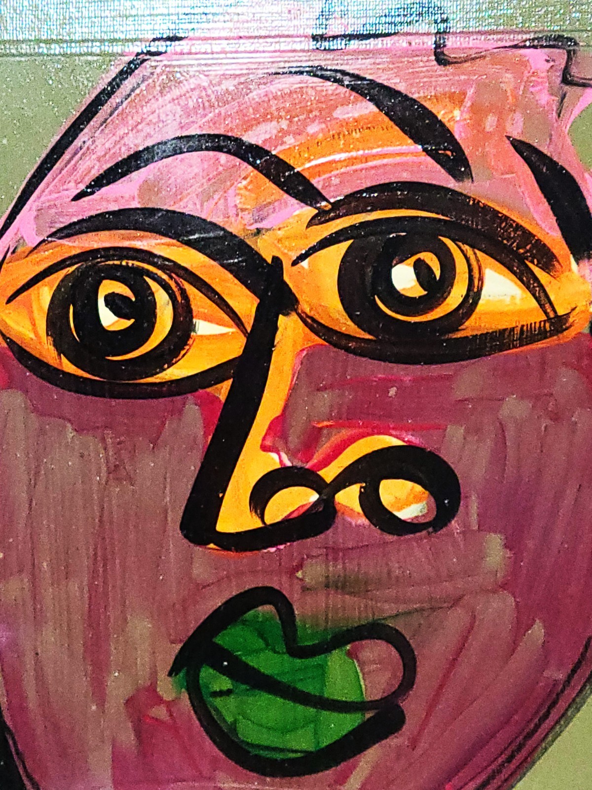 Framed Signed PETER KEIL Abstract Expressionist Face PAINTING w/ COA #1539