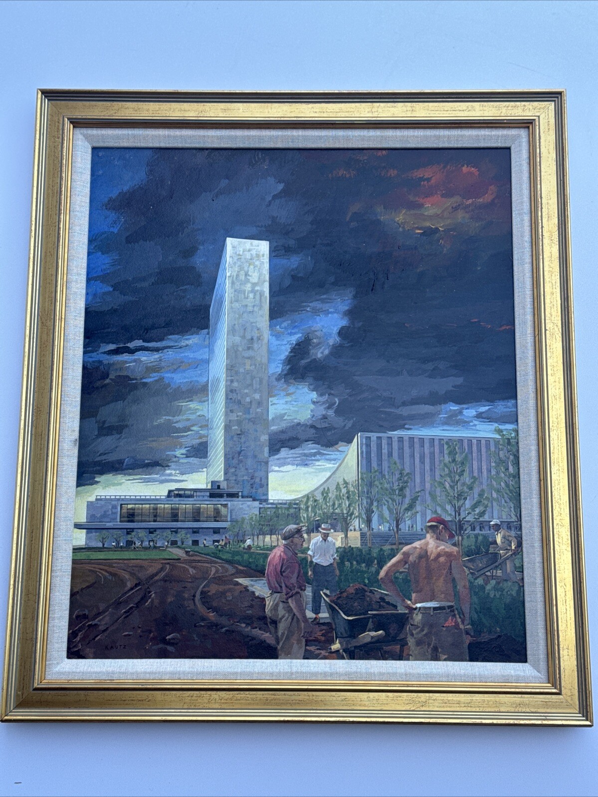 INDUSTRIAL CITY PAINTING URBAN CONSTRUCTION ILLUSTRATION REGIONALISM WORKERS