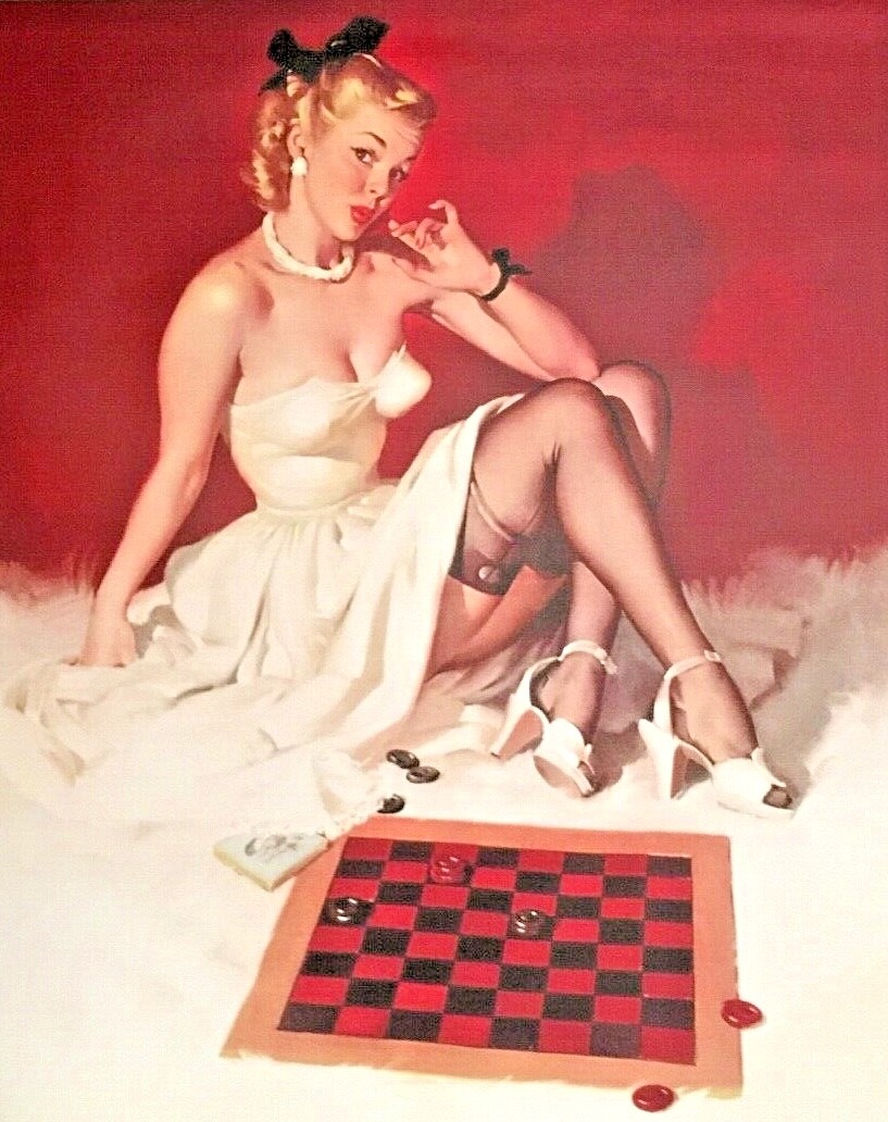 SUPER SALE 12×18 YOUR MOVE pinup ELVGREN pin-up UP-SKIRT LINGERIE STOCKINGS