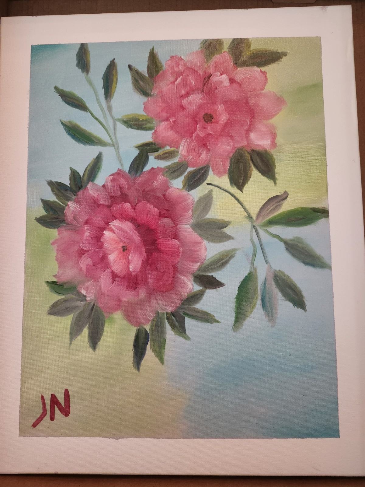 Unframed Knockout Roses Still Life Oil Painting On 16×20 Canvas